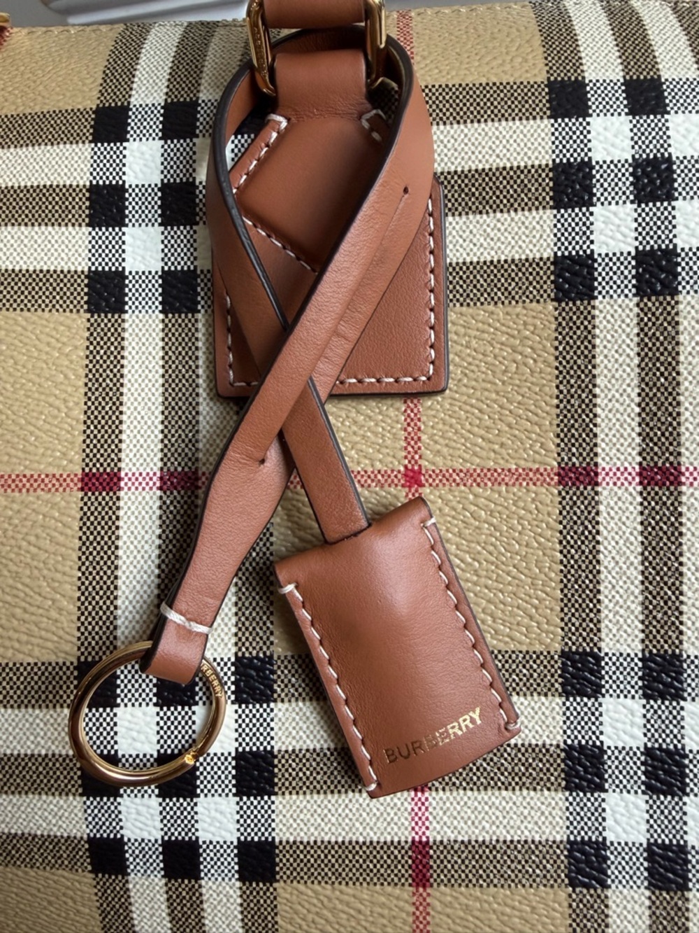 Burberry Medium Check Bowling Bag handle and shoulder carry w/ free purse charm! - Picture 3 of 16